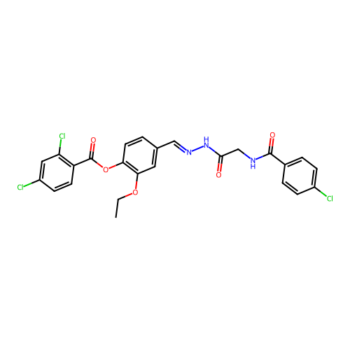 4-(2-(((4-CL-Benzoyl)amino)AC)carbohydrazonoyl)-2-ethoxy-PH 2,4-dichlorobenzoate structure