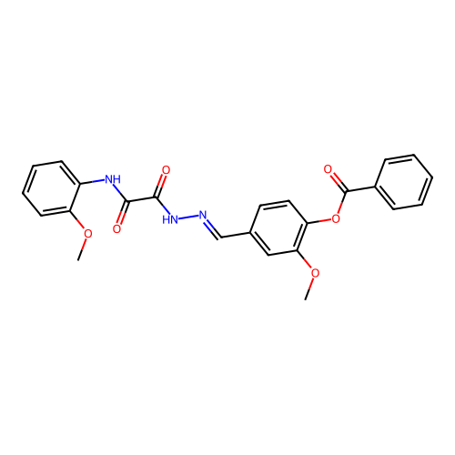 2-Methoxy-4-(2-((2-methoxyanilino)(oxo)acetyl)carbohydrazonoyl)phenyl benzoate structure