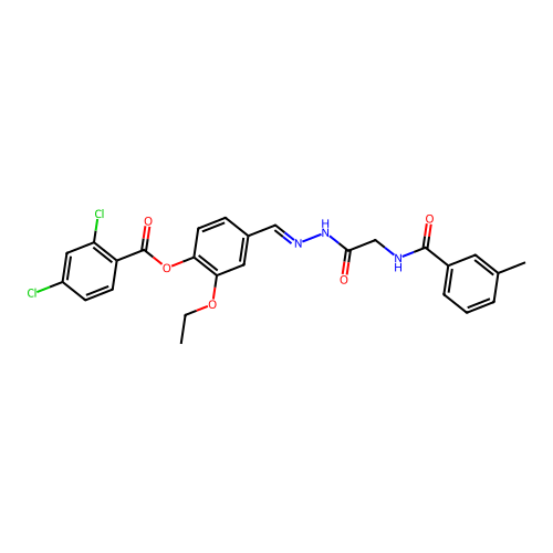 2-Ethoxy-4-(2-(((3-ME-benzoyl)amino)AC)carbohydrazonoyl)PH 2,4-dichlorobenzoate structure