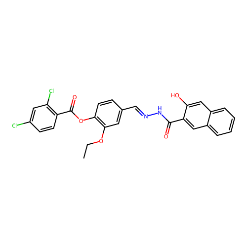 2-Ethoxy-4-(2-(3-HO-2-naphthoyl)carbohydrazonoyl)phenyl 2,4-dichlorobenzoate structure