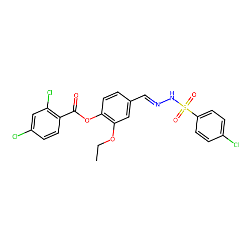 4-(2-((4-CL-PH)Sulfonyl)carbohydrazonoyl)-2-ethoxyphenyl 2,4-dichlorobenzoate structure