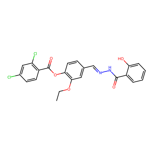 2-Ethoxy-4-(2-(2-hydroxybenzoyl)carbohydrazonoyl)phenyl 2,4-dichlorobenzoate structure