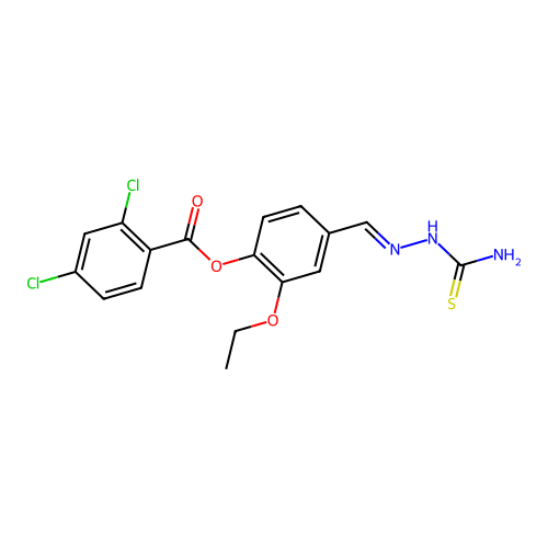 4-(2-(Aminocarbothioyl)carbohydrazonoyl)-2-ethoxyphenyl 2,4-dichlorobenzoate structure
