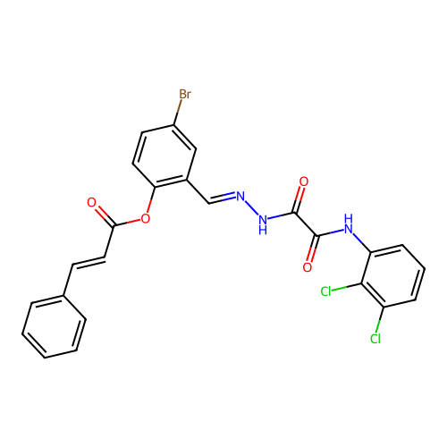 4-BR-2-(2-((2,3-Dichloroanilino)(oxo)AC)carbohydrazonoyl)phenyl 3-phenylacrylate structure
