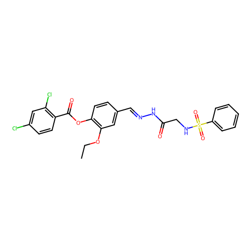 2-Ethoxy-4-(2-(((PH-sulfonyl)amino)AC)carbohydrazonoyl)PH 2,4-dichlorobenzoate structure