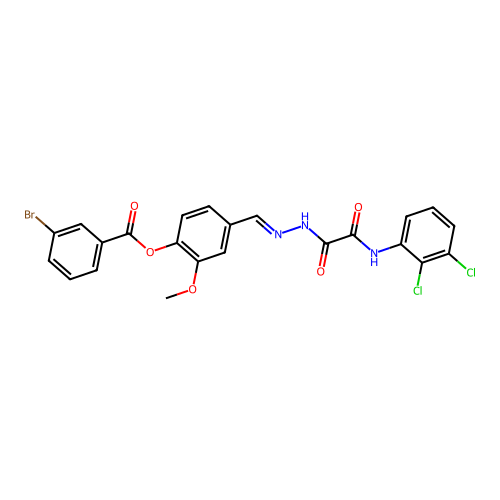 4-(2-((2,3-Dichloroanilino)(oxo)AC)carbohydrazonoyl)-2-meo-phenyl 3-BR-benzoate structure