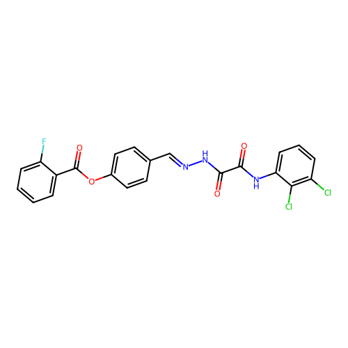 4-(2-((2,3-Dichloroanilino)(oxo)acetyl)carbohydrazonoyl)phenyl 2-fluorobenzoate structure