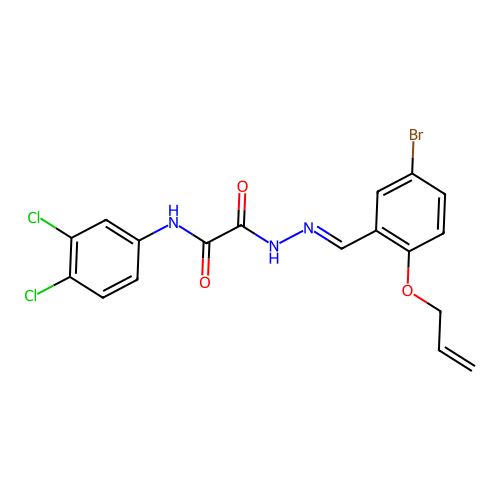 2-(2-(2-(Allyloxy)-5-bromobenzylidene)hydrazino)-N-(3,4-DI-CL-PH)-2-oxoacetamide structure