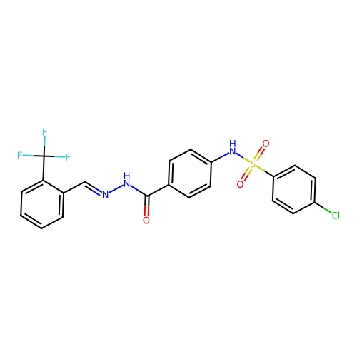 4-[(4-chlorophenyl)sulfonylamino]-N-[[2-(trifluoromethyl)phenyl]methylideneamino]benzamide structure