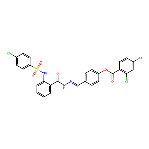 [4-[[[2-[(4-chlorophenyl)sulfonylamino]benzoyl]hydrazinylidene]methyl]phenyl] 2,4-dichlorobenzoate structure