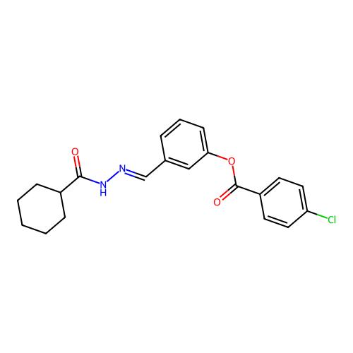 [3-[(Cyclohexanecarbonylhydrazinylidene)methyl]phenyl] 4-chlorobenzoate structure