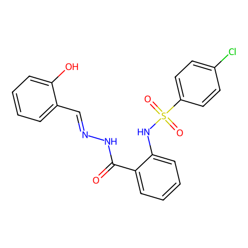 2-[(4-chlorophenyl)sulfonylamino]-N-[(2-hydroxyphenyl)methylideneamino]benzamide structure