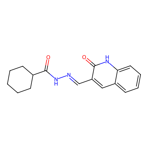 N'-[(E)-(2-oxo-1,2-dihydroquinolin-3-yl)methylidene]cyclohexanecarbohydrazide structure