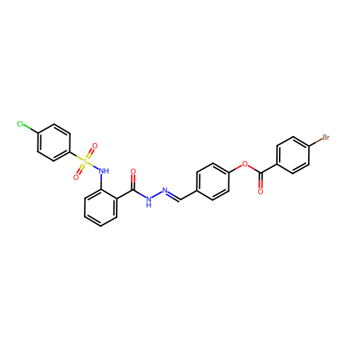 4-(2-(2-(((4-CL-PH)Sulfonyl)amino)benzoyl)carbohydrazonoyl)PH 4-bromobenzoate structure
