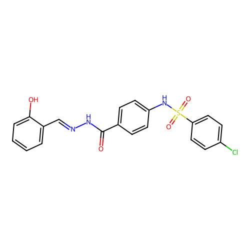 4-[(4-chlorophenyl)sulfonylamino]-N-[(2-hydroxyphenyl)methylideneamino]benzamide structure