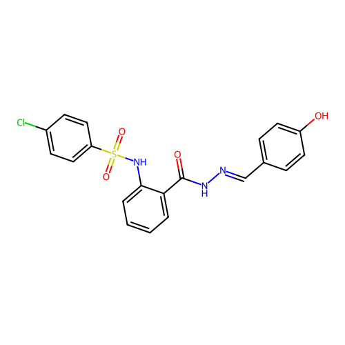 2-[(4-chlorophenyl)sulfonylamino]-N-[(4-hydroxyphenyl)methylideneamino]benzamide structure
