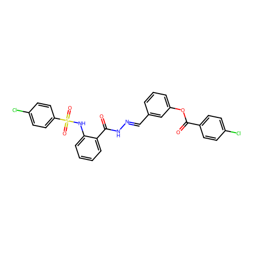 3-(2-(2-(((4-CL-PH)Sulfonyl)amino)benzoyl)carbohydrazonoyl)PH 4-chlorobenzoate structure