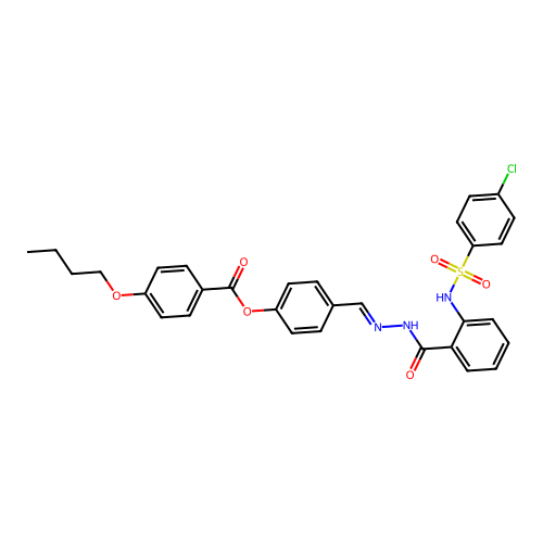 4-(2-(2-(((4-CL-PH)Sulfonyl)amino)benzoyl)carbohydrazonoyl)PH 4-butoxybenzoate structure