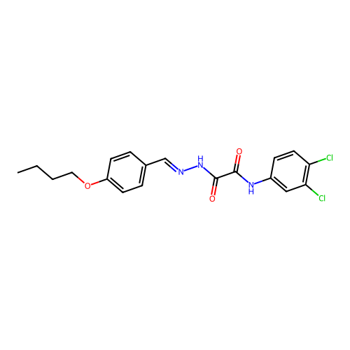 2-[(2E)-2-(4-butoxybenzylidene)hydrazino]-N-(3,4-dichlorophenyl)-2-oxoacetamide structure
