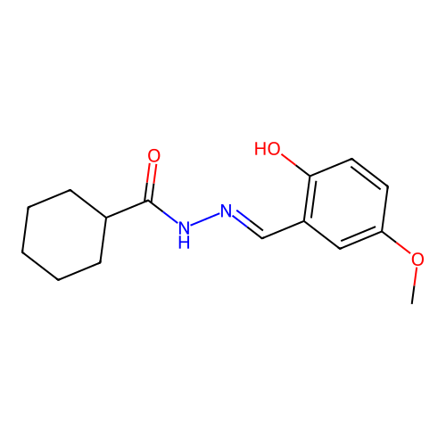 N-[(2-hydroxy-5-methoxyphenyl)methylideneamino]cyclohexanecarboxamide structure