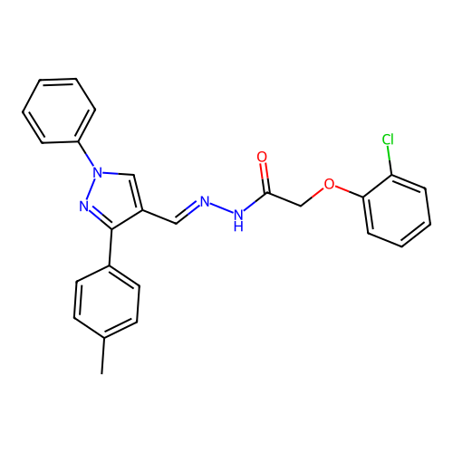 2-(2-CL-Phenoxy)-N'-((3-(4-ME-PH)-1-PH-1H-pyrazol-4-YL)methylene)acetohydrazide structure
