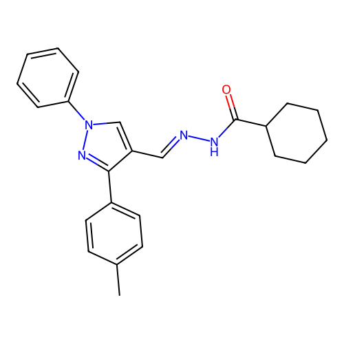 N'-((3-(4-Methylphenyl)-1-PH-1H-pyrazol-4-YL)methylene)cyclohexanecarbohydrazide structure
