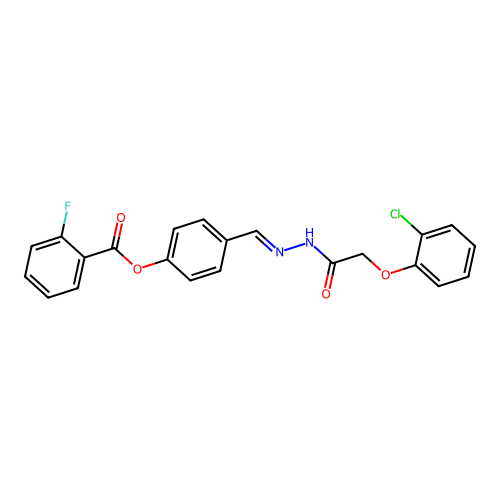 4-((E)-{2-[2-(2-chlorophenoxy)acetyl]hydrazono}methyl)phenyl 2-fluorobenzoate structure