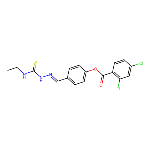 4-(2-((Ethylamino)carbothioyl)carbohydrazonoyl)phenyl 2,4-dichlorobenzoate structure