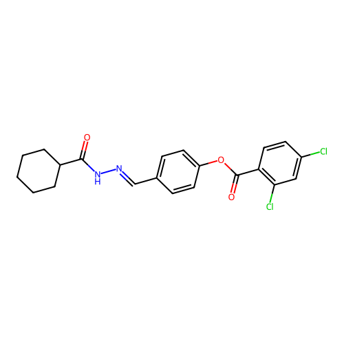 4-(2-(Cyclohexylcarbonyl)carbohydrazonoyl)phenyl 2,4-dichlorobenzoate structure