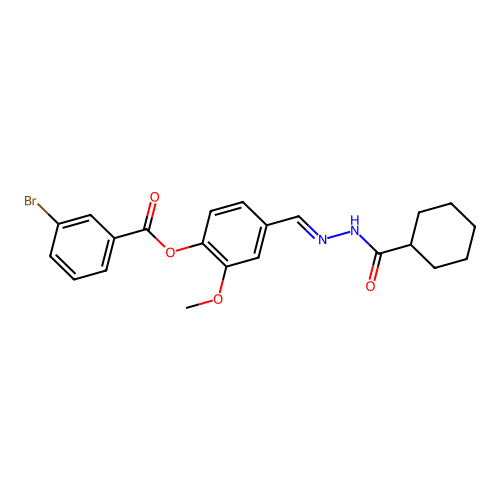 4-(2-(Cyclohexylcarbonyl)carbohydrazonoyl)-2-methoxyphenyl 3-bromobenzoate structure