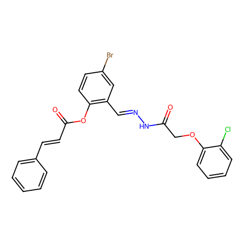 4-Bromo-2-(2-((2-chlorophenoxy)acetyl)carbohydrazonoyl)phenyl 3-phenylacrylate structure
