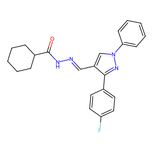 N'-((3-(4-Fluorophenyl)-1-PH-1H-pyrazol-4-YL)methylene)cyclohexanecarbohydrazide structure