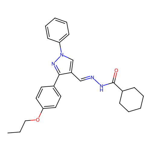 N'-((1-PH-3-(4-Propoxy-PH)-1H-pyrazol-4-YL)methylene)cyclohexanecarbohydrazide structure