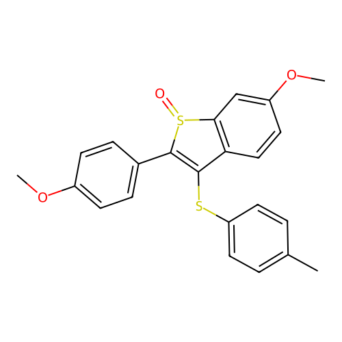 6-methoxy-2-(4-methoxyphenyl)-3-[(4-methylphenyl)sulfanyl]-1H-1-benzothiophen-1-one structure
