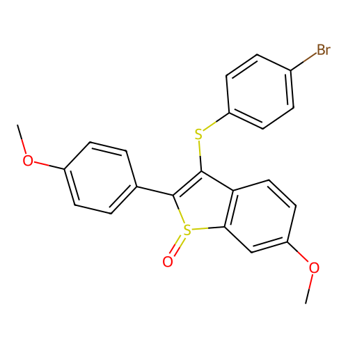 3-[(4-bromophenyl)sulfanyl]-6-methoxy-2-(4-methoxyphenyl)-1H-1-benzothiophen-1-one structure