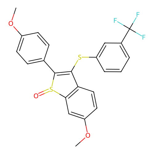 6-methoxy-2-(4-methoxyphenyl)-3-{[3-(trifluoromethyl)phenyl]sulfanyl}-1H-1-benzothiophen-1-one structure