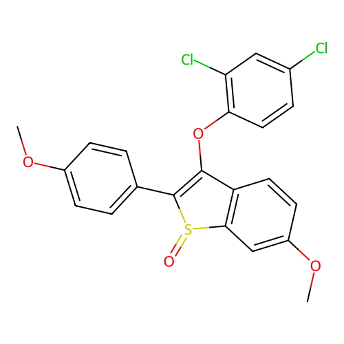 3-(2,4-dichlorophenoxy)-6-methoxy-2-(4-methoxyphenyl)-1H-1-benzothiophen-1-one structure