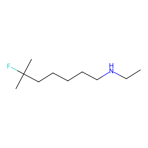 N-ethyl-6-methyl-6-fluoroheptane amine structure