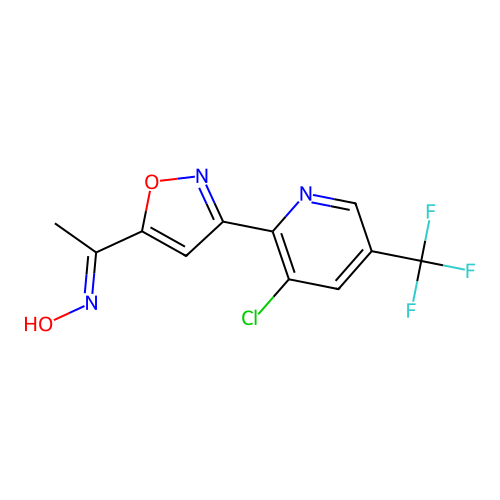 N-(1-{3-[3-CHLORO-5-(TRIFLUOROMETHYL)PYRIDIN-2-YL]-1,2-OXAZOL-5-YL}ETHYLIDENE)HYDROXYLAMINE structure