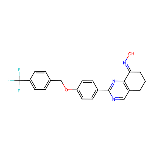 2-(4-{[4-(trifluoromethyl)benzyl]oxy}phenyl)-6,7-dihydro-8(5H)-quinazolinone oxime structure