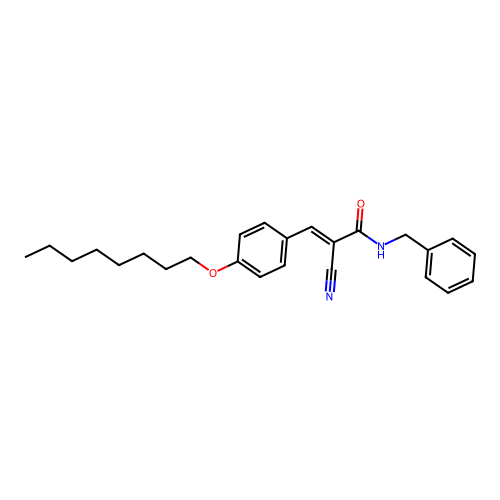(E)-N-benzyl-2-cyano-3-(4-octoxyphenyl)prop-2-enamide structure
