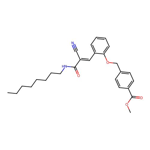 Methyl 4-({2-[2-cyano-2-(octylcarbamoyl)eth-1-en-1-yl]phenoxy}methyl)benzoate structure