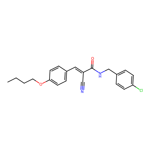 3-(4-butoxyphenyl)-N-[(4-chlorophenyl)methyl]-2-cyanoprop-2-enamide structure
