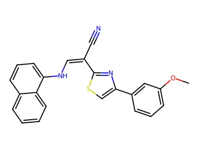 (2Z)-2-[4-(3-methoxyphenyl)-1,3-thiazol-2-yl]-3-[(naphthalen-1-yl)amino]prop-2-enenitrile structure
