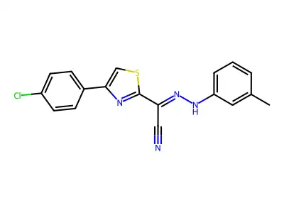 (2E)-4-(4-chlorophenyl)-N-(3-methylanilino)-1,3-thiazole-2-carboximidoyl cyanide structure