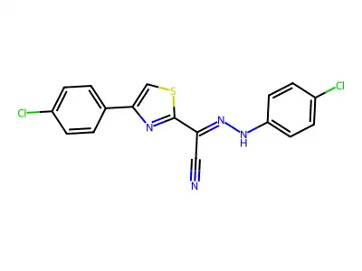 (2E)-N-(4-chloroanilino)-4-(4-chlorophenyl)-1,3-thiazole-2-carboximidoyl cyanide structure