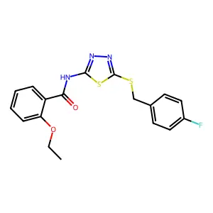 2-ethoxy-N-(5-((4-fluorobenzyl)thio)-1,3,4-thiadiazol-2-yl)benzamide structure