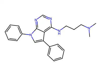 {3-[(5,7-Diphenylpyrrolo[3,2-e]pyrimidin-4-yl)amino]propyl}dimethylamine structure