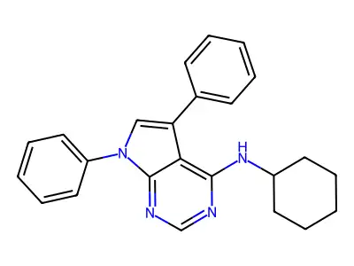 N-cyclohexyl-5,7-diphenyl-7H-pyrrolo[2,3-d]pyrimidin-4-amine structure