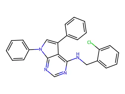 N-(2-chlorobenzyl)-5,7-diphenyl-7H-pyrrolo[2,3-d]pyrimidin-4-amine structure